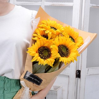 🚀限時特賣🚀5 頭人造向日葵花束絲綢向日葵假花 DIY 婚禮花束中心裝飾品佈置派對家居裝飾