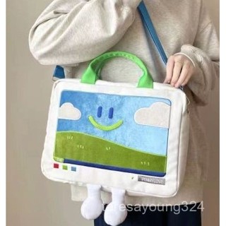 高階品質🎁免運🚚 小眾晴天娃娃筆電包 套娃包 學生側肩包 多功能 手提書包 單肩斜挎包