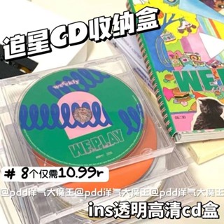 【臺灣出貨】ins高透亞克力cd收納盒多功能光碟盤保護套翻蓋追星小卡桌麵收納