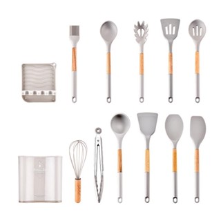 🚀限時特賣🚀13件套裝矽膠廚具食品級矽膠鍋鏟不沾鍋廚具廚具煎鏟鍋鏟湯勺廚具套組帶收納盒工具