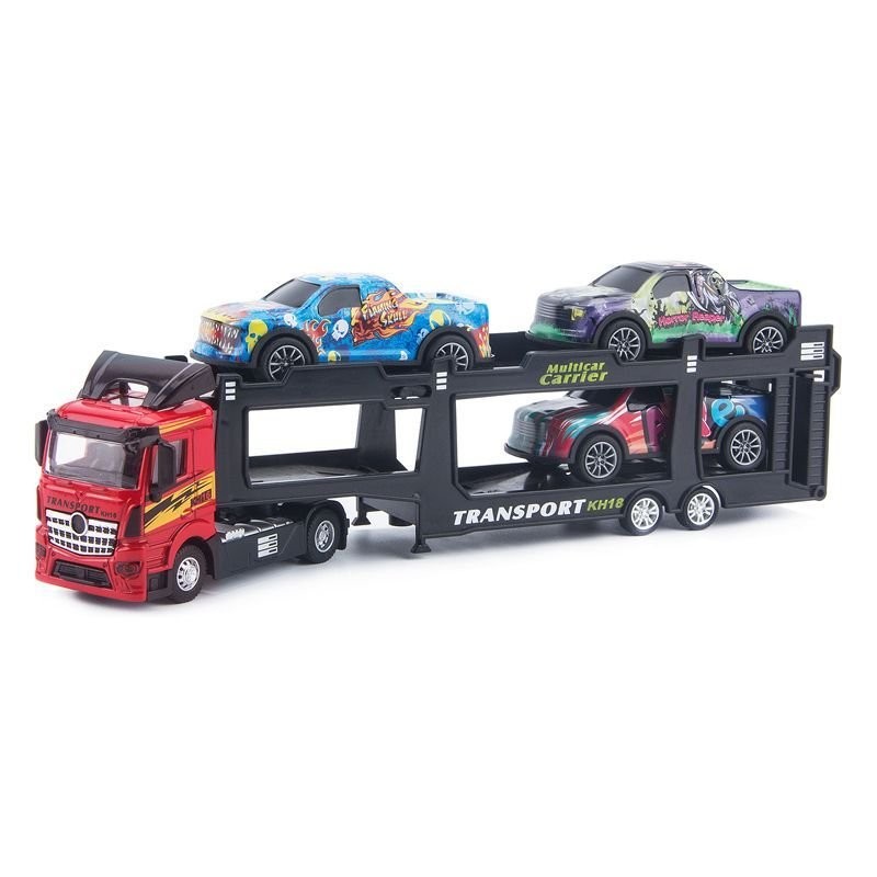 正版貨車運輸車玩具閤金貨車雙層貨架平闆拖飛機/商務/鐵皮車模型 XPSN