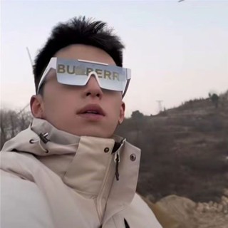 臺灣出貨🔥免運🚚同款字母巴家社會爆款新款小鬼網紅反光太陽鏡科技反光鏡印花墨鏡潮流