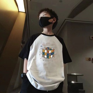 好彩優選五月優選男童夏季短袖拼色T恤撞色新款夏裝中兒童短袖T恤上衣薄款潮牌