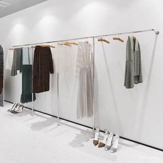 【喜樂生活館】服裝展示架不銹鋼拉絲電鍍墻壁掛架室內落地上墻掛衣架女裝店衣架