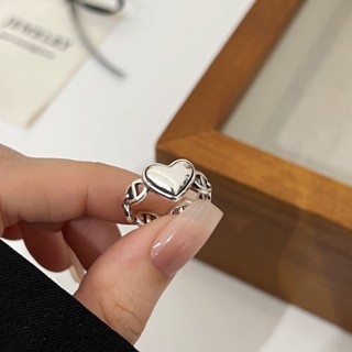 🌈桃園 豬鼻子戒指 戒指女 可調節戒指 可調戒指 銀戒指 幾何愛心戒指女鏤空豬鼻子個性S925鍍銀開口指環複古網紅食指戒