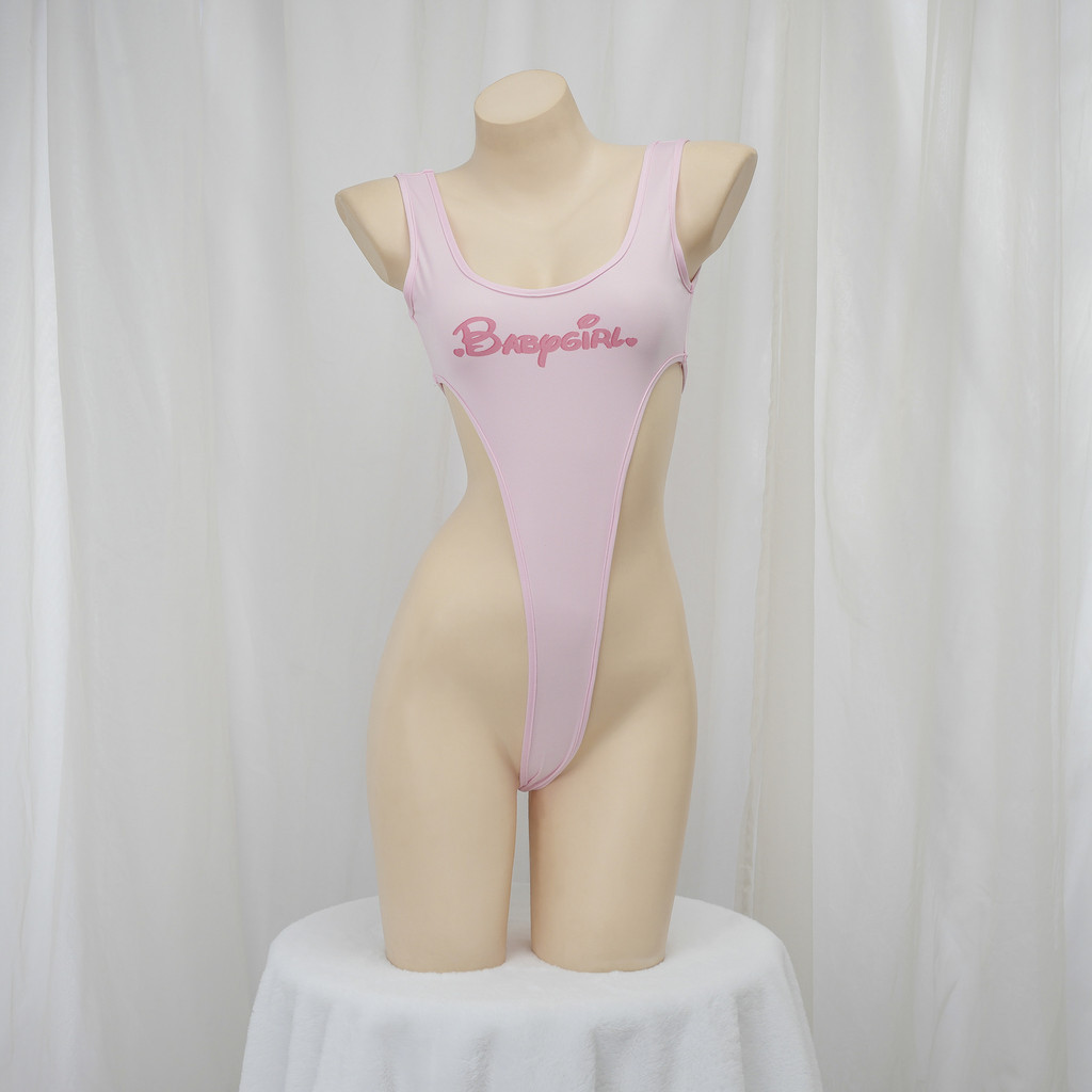 【臺灣出貨】【隱私保密】Babygirl印花泳衣 私房情趣內衣性感家居服高叉睡衣132-LBDSM調敎調情性感情趣內衣
