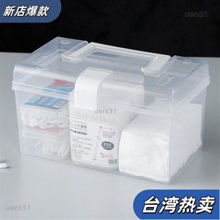 ⭐新店開張⭐帶手把家用透明收納盒 桌面塑膠整理盒 手提儲物箱 小箱子 整理箱小藥箱 收納箱 透明口罩收納盒129
