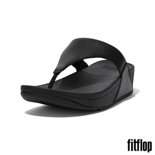 【FitFlop】LULU 經典皮革夾腳涼鞋-女(黑色)