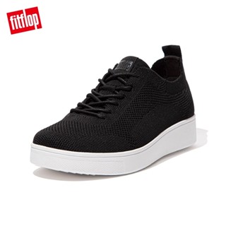 【FitFlop】RALLY TONAL KNIT SNEAKERS 運動風繫帶休閒鞋-女(黑色)