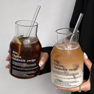 💥臺灣倉庫出貨💥 ins耐熱夏季水杯牛奶家用咖啡杯杯子果汁吸管玻璃杯大容量茶杯