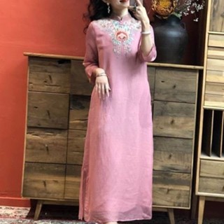 民族風 國風女裝 改良式旗袍 春夏新品 重工刺繡 氣質上衣 連衣裙 棉麻上衣 媽媽裝 新中式