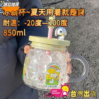【限時特賣】促銷比噸噸玻璃杯 冰霸杯 850ML水壺 大容量耐高溫吸管水杯 女生高顏值喝水牛奶杯子