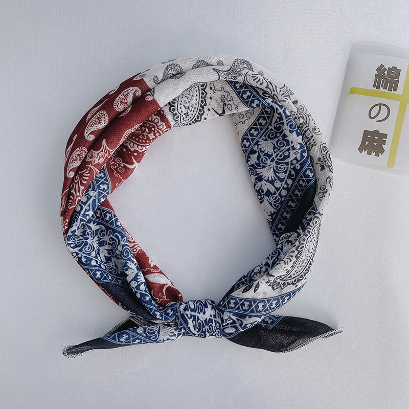 👀台灣發貨+統編👀♡男士領巾♡ YILIAN英國品牌新版腰果棉麻小 方巾 58x58透氣空調房護頸 領巾 圍巾