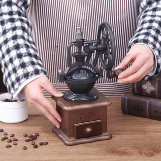 💖臺灣出貨 復古 經典 搖輪咖啡磨豆機 家用咖啡豆研磨機 手動咖啡磨粉機 手搖咖啡機 小型便攜磨豆機
