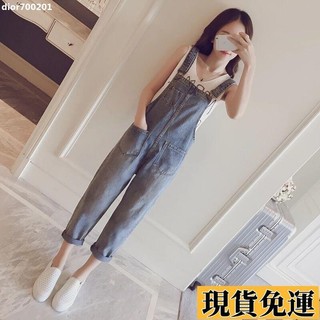 【臺灣出貨】 小眾設計感 潮流 長褲 顯瘦 休閒ins超火背帶褲女貓爪韓版春秋新款寬鬆連體褲網紅衕款牛仔褲5
