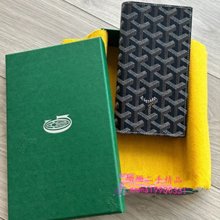 二手 GOYARD戈雅 長款錢包 帆布拼小牛皮 錢夾 卡包 灰色 藍色 黃色 男女同款 男款 現貨免運