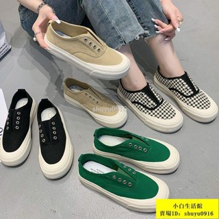 小白優選🐽小皮鞋【店鋪熱銷】醜萌大頭帆布鞋女夏季薄款2023新款一腳蹬工地鞋ins百搭懶人板鞋