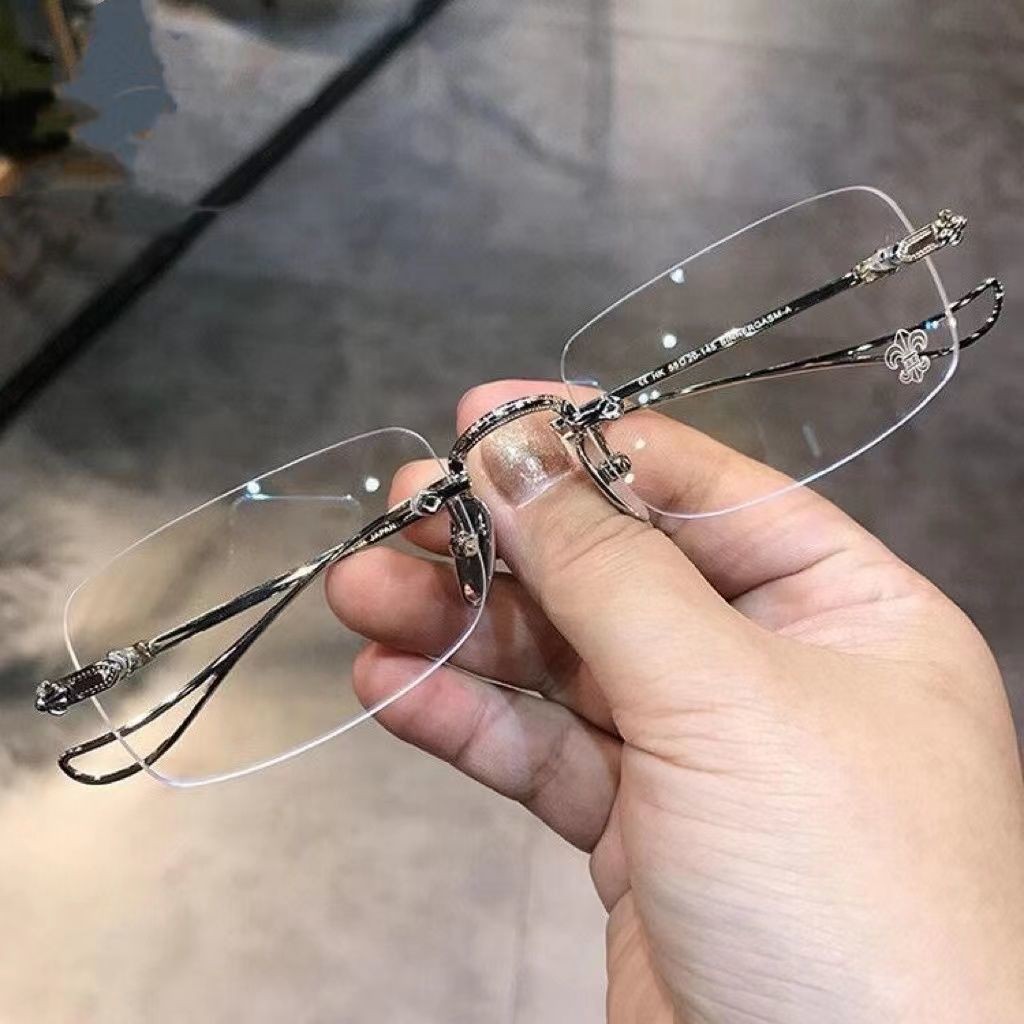 【臺灣發貨】🔥無框眼鏡 框鏡架超輕 金絲眼鏡 平光 圓臉 修飾臉型 文藝青年   複古個性 時尚無框