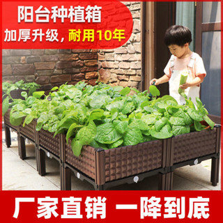 桃園發貨可開票【4.1萬人好評】花盆大全特價清倉種菜專用盆陽臺蔬菜種植箱神器長方形塑膠盆花箱