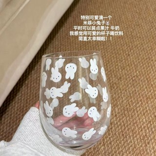 米菲兔可愛玻璃杯ins印花水杯兔子高顔值大容量牛奶咖啡杯簡約