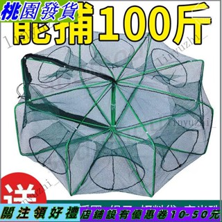 臺灣出貨 自動折疊撈網 螃蟹籠 撈網 捕魚籠 漁網 自動蝦蟹網 魚網蝦籠捕魚籠神器自動折疊抓黃鱔籠捕蝦網漁具方形魚籠網