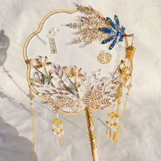 拜神 媽祖 註生娘娘 女神靈 古風團扇 手工新娘喜扇成品 古風出嫁手捧花 結婚慶中式婚禮出嫁喜扇 龍鳳褂團扇 婚禮 宮扇