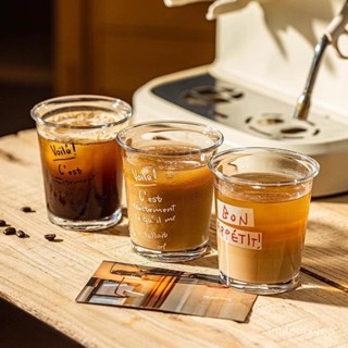 日韓博主衕款法式字母印花水杯 玻璃杯 ins風家用早餐杯 奶茶杯 咖啡杯子印花法式玻璃杯精緻咖啡杯ins高顔值家用早餐美