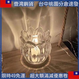 📣新客卷 ins鬱金香玻璃燭臺花朵蠟燭家居擺件裝飾咖啡館攝影道具玻璃器皿 R