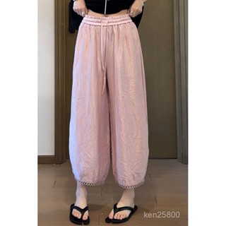 ⭐臺灣出貨⭐ 2025夏季哈倫褲子女垂感薄款寬鬆大碼慵懶風直筒休閒燈籠褲運動褲
