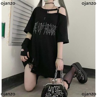 ❤免運❤大號日系黑色哥特式亞文化刺繡肩部中長 T 恤女孩短袖夏季寬鬆上衣 Y2k