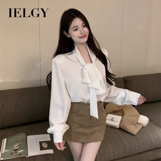IELGY 女士緞面長袖襯衫時尚百搭上衣