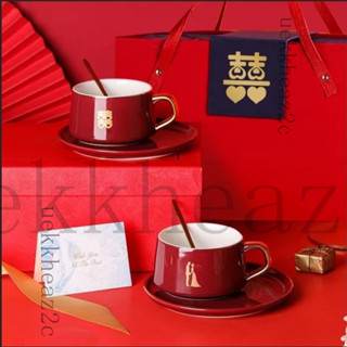 婚禮對杯 馬剋杯組 情侶對杯 結婚杯子 馬剋杯禮盒組 結婚禮物送新娘實用新婚閨蜜新人咖啡杯高顔值送禮高檔禮盒裝一對