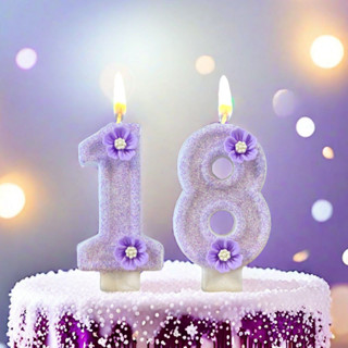 數字蠟燭 金色蠟燭 金屬蠟燭 生日蛋糕 生日蠟燭 生日蛋糕裝飾 生日派對 蛋糕擺件紫色花朵創意手工數字蠟燭少女心生日蛋糕