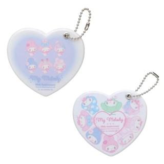 【現貨】小禮堂 Sanrio 三麗鷗 美樂蒂 50週年紀念 滑蓋式隨身鏡附吊鏈 (愛心款)