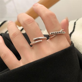 精美時尚925銀戒指 女個性簡約百搭指環 中性風時尚潮飾品 小眾ins潮流開口泰銀指環 高品質不掉色白銅包銀戒指