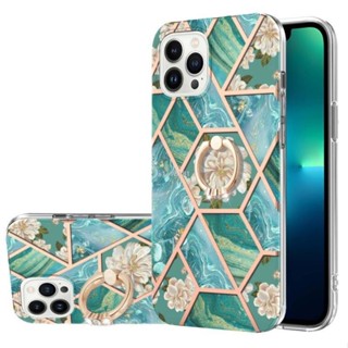 iPhone 16 pro max 蘋果 16pro大理石花朵手機殼 雙面覆膜指環支架 16 plus 手機殼機plus