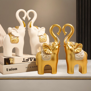 藝術品擺飾 創意擺 工作室擺設 新年擺設 居家擺設品 現代簡約大象翹鼻一對 家居擺件喬遷新居客廳酒櫃辦公 輕奢高檔禮物