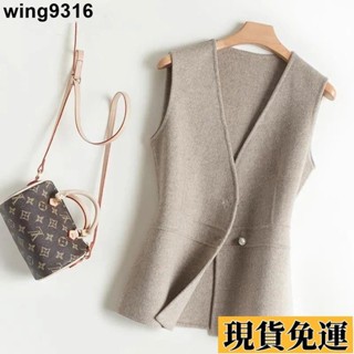 🌸臺灣限時低價🌸 馬甲外套韓版毛呢背心馬甲大衣女2022秋季新款高階短版小個子緊身V領無袖外套針織背心大尺碼外套風衣
