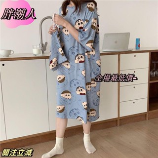 【特大尺碼M-5XL 40-100kg】夏季睡裙女網紅ins家居服薄款短袖睡衣大尺碼寬鬆學生可外穿孕婦裝sadx