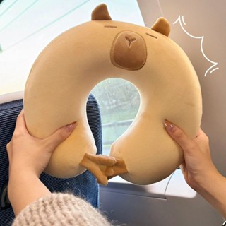 可愛卡皮巴拉毛絨玩具辦公護頸枕頭出門旅行U形頸枕可愛卡通u型枕