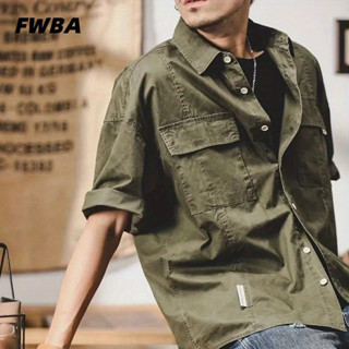 臺灣出貨美式重工複古工裝襯衫男短袖寬鬆夏季衣服男ins潮牌大碼半袖上衣 夏季襯衫 男生襯衫 透氣襯衫 防曬襯衫 韓係襯衫