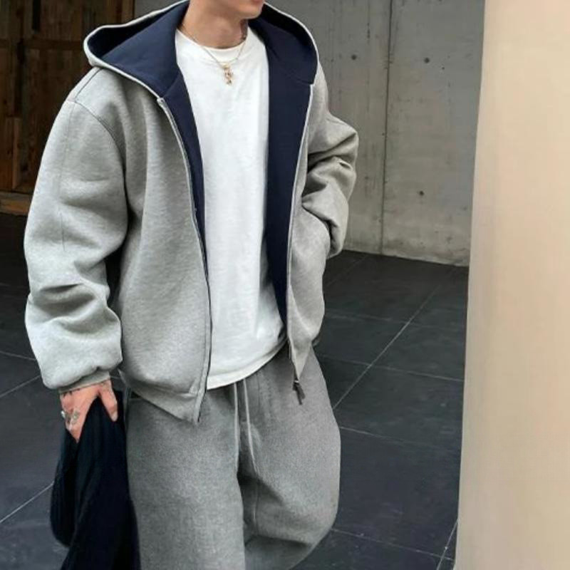 桃園出貨韓國 超厚款拉鏈短款連帽開衫大學T男廓形秋冬百搭休閒寬鬆 臺灣賣家 臺灣髮貨(現+預）部分1-3天出貨