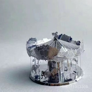 【金屬材質堅固耐用】咱們一起拚個旋轉木馬!diy手工製作3d立體拚接金屬模型玩具小擺件 M1T0