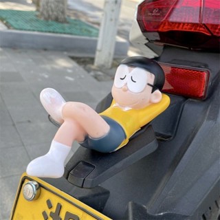 摩托車裝飾🌸睡覺大雄電瓶電動車摩托機車裝飾小擺件玩偶公仔招手哆啦A夢汽車 機車裝飾