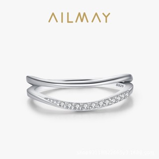 AILMAY✨正品授權✨香港直發新款日韓s925純銀戒指女簡約雙層設計氣質指環ins冷淡風網紅飾品