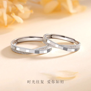 🔥牛鋪飾品🔥S925相濡以沫純銀戒指小眾簡約設計感磨砂菱形情侶對戒活口可調節