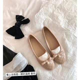 💕七號店鋪精選💕 臺灣熱銷 高品質 瑪麗珍鞋 僊女風 淺口平底鞋 春季新款 法蝴蝶結 珍珠溫柔 平底單鞋 奶奶鞋