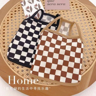 天天|ins小清新寵物吊帶 棋盤格春夏寵物背心 法鬥背心 春夏透氣寵物涼感衣 狗狗衣服 貓咪衣服 泰迪 博美 狗狗