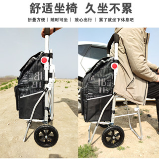 【新品推薦】xyt充氣輪買菜車小拉車推車折疊便攜購物車野外防震有凳可坐手拉