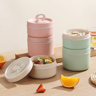 【新品推薦】ins小麥秸稈雙層內膽飯盒手提飯桶上班族午餐盒袋子日式便當盒